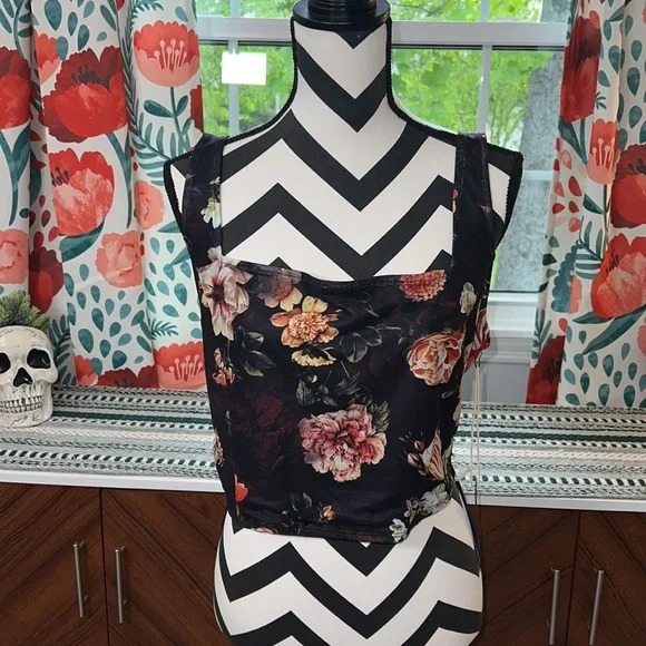 Tilly’s West of Melrose Floral Mesh Corset Tank Top - SEE DESCRIPTION - Picture 4 of 12